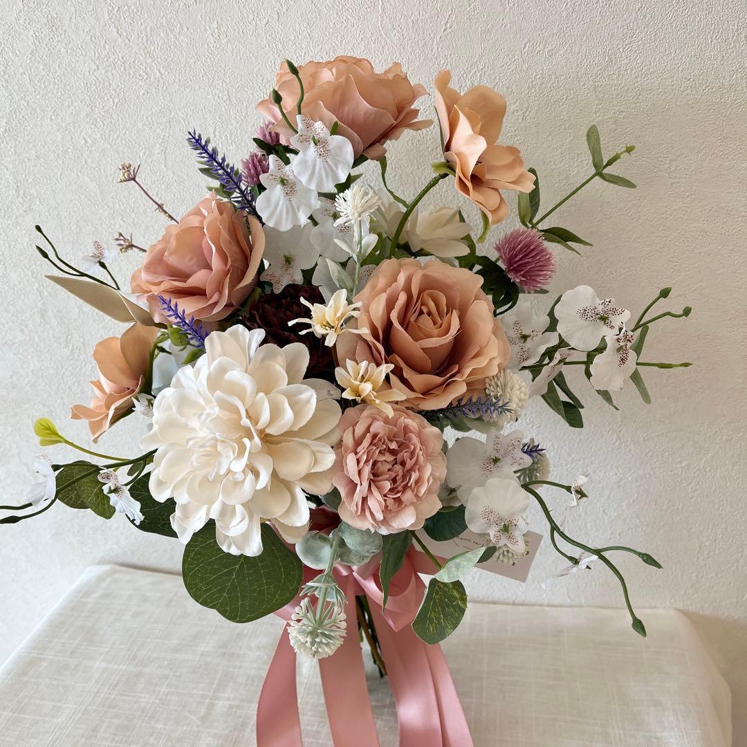ウェディングブーケとブートニアのセット♡ローズブーケ♡ダリアブーケ♡前撮り♡挙式