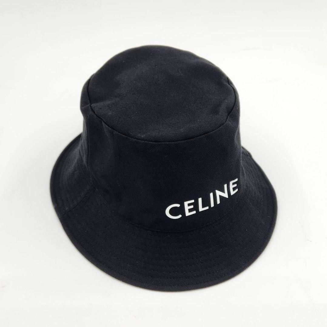✨美品✨セリーヌ ロゴ バケットハット バケハ Lサイズ ブラック 黒