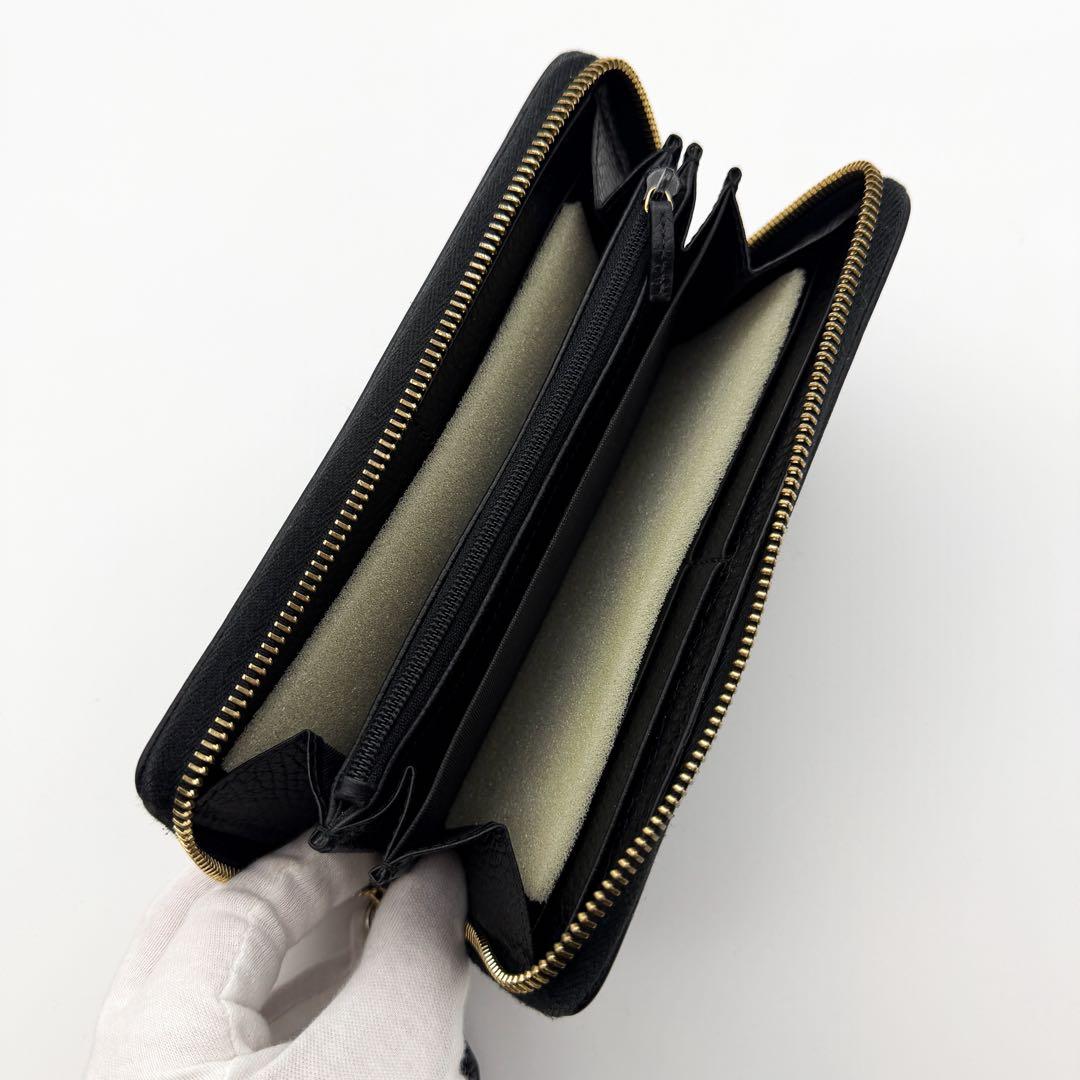 【最高峰美品】GUCCI グッチ GGマーモント ジッピーウォレット 長財布 黒