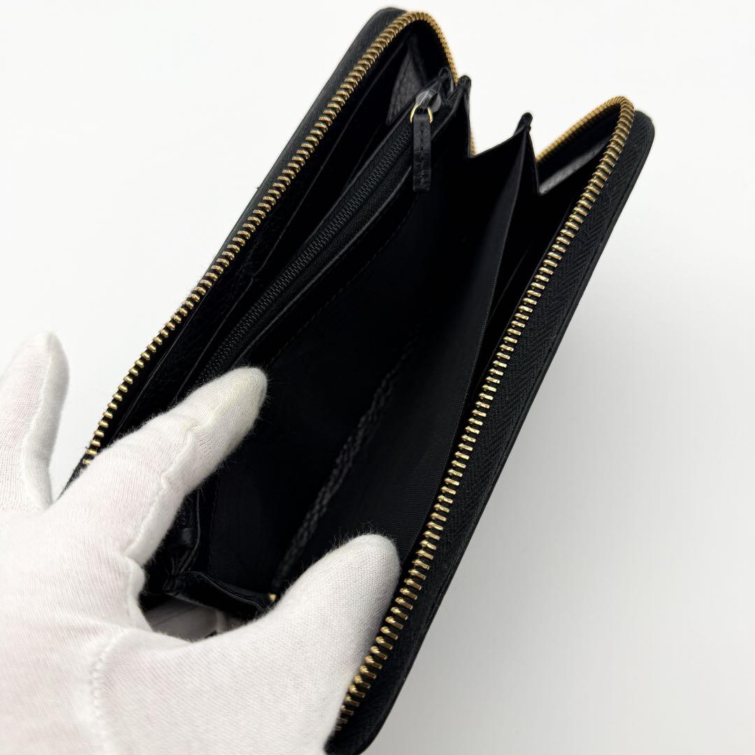 【最高峰美品】GUCCI グッチ GGマーモント ジッピーウォレット 長財布 黒