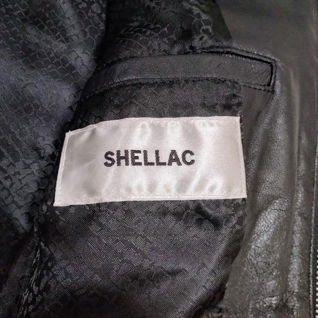 SHELLAC スリム 異素材切り替 ゴートレザー MA-1 ダブルジップ