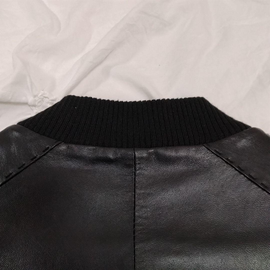 SHELLAC スリム 異素材切り替 ゴートレザー MA-1 ダブルジップ