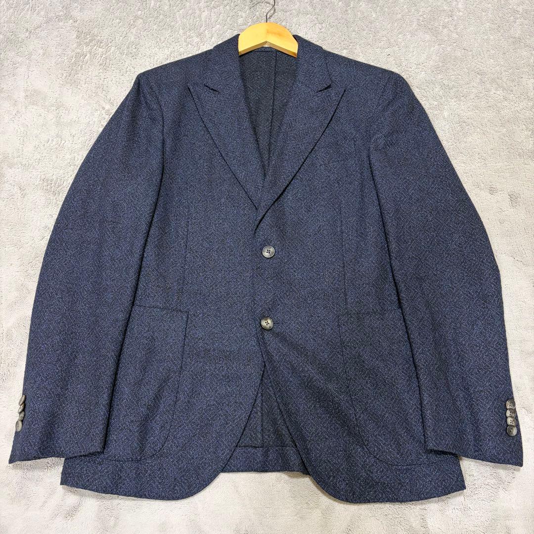 美品 L BOGGIOLI テーラードジャケット カシミヤ混 ネイビー
