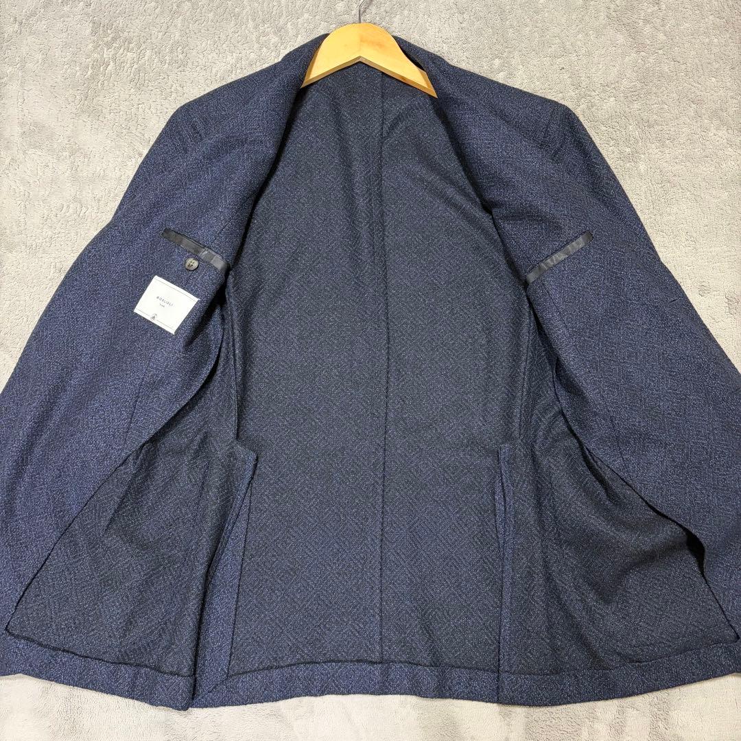 美品 L BOGGIOLI テーラードジャケット カシミヤ混 ネイビー