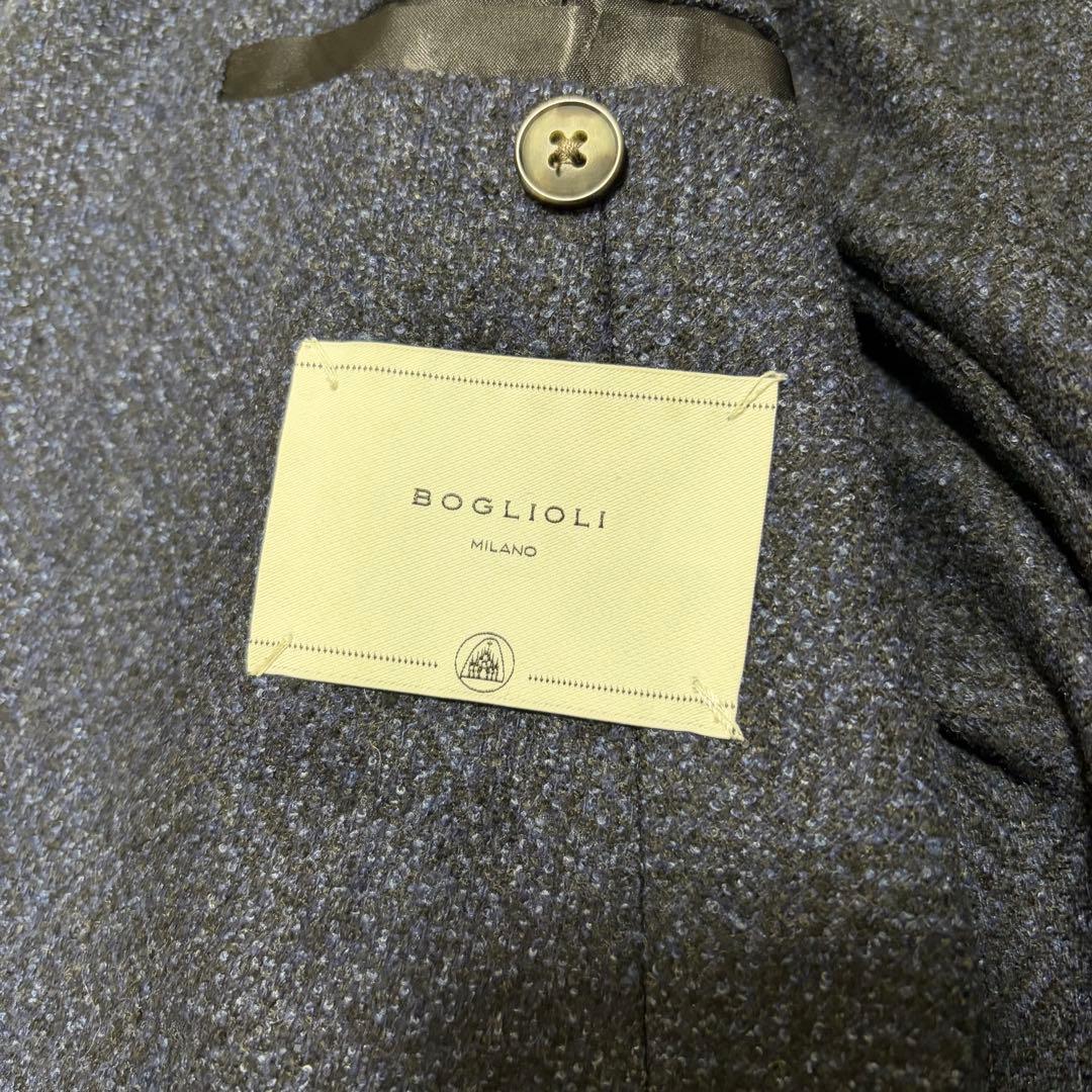 美品 L BOGGIOLI テーラードジャケット カシミヤ混 ネイビー