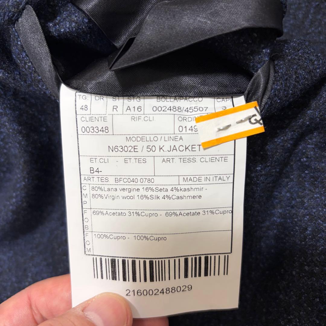 美品 L BOGGIOLI テーラードジャケット カシミヤ混 ネイビー