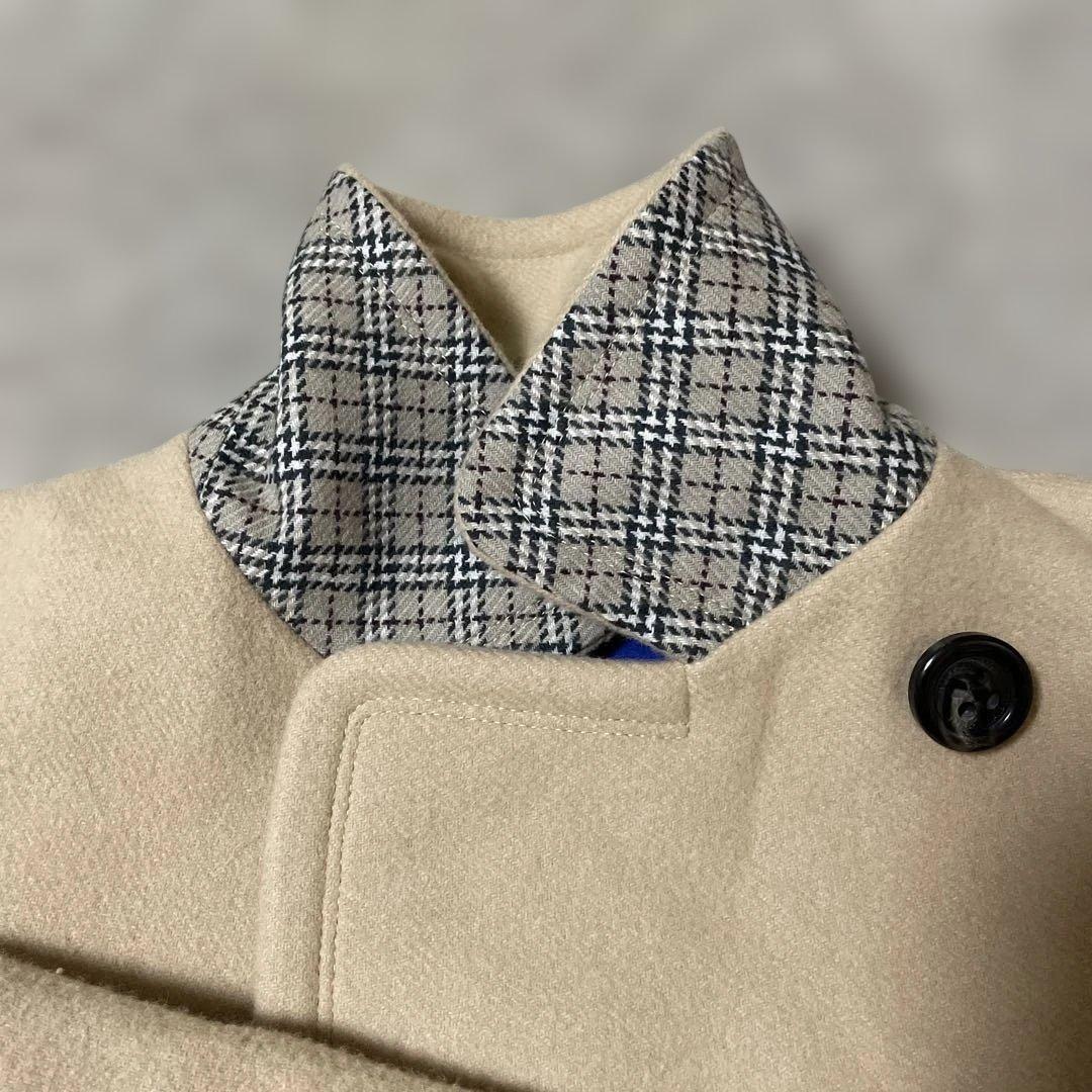 【美品】 バーバリーブルーレーベル アンゴラ Pコート ノバチェック ダブル