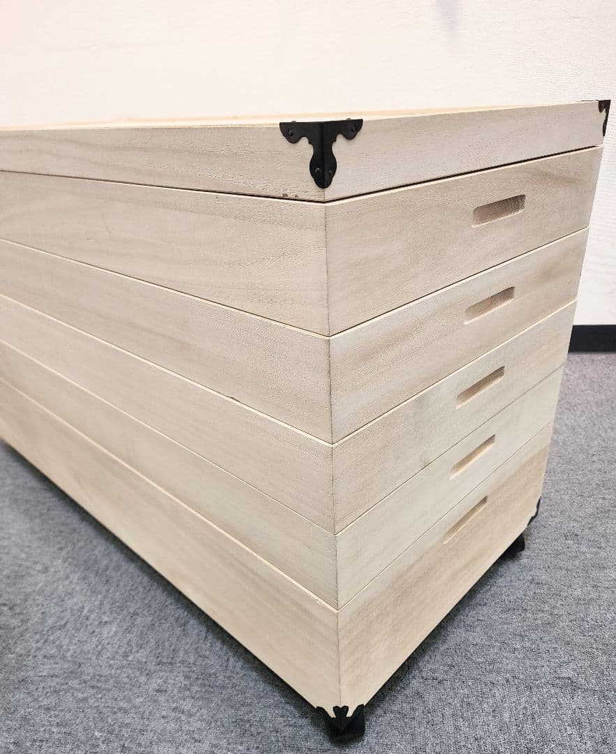 桐箱　5段　木製5段収納ユニット　きもの　和服　　おしゃれ　収納　キャスター付き