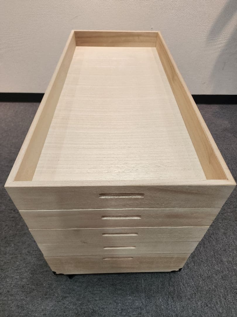 桐箱　5段　木製5段収納ユニット　きもの　和服　　おしゃれ　収納　キャスター付き