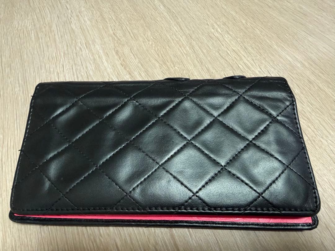 1/29 0時まで値引きします。CHANEL カンボンライン 長財布黒×ピンク