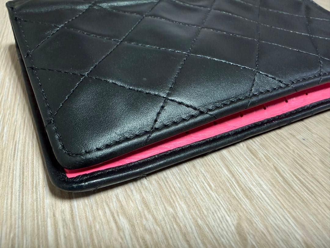 1/29 0時まで値引きします。CHANEL カンボンライン 長財布黒×ピンク