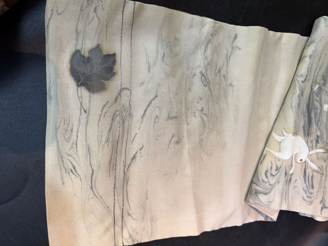 ウサギ刺繍 名古屋帯　アンティーク　餅つき　レア