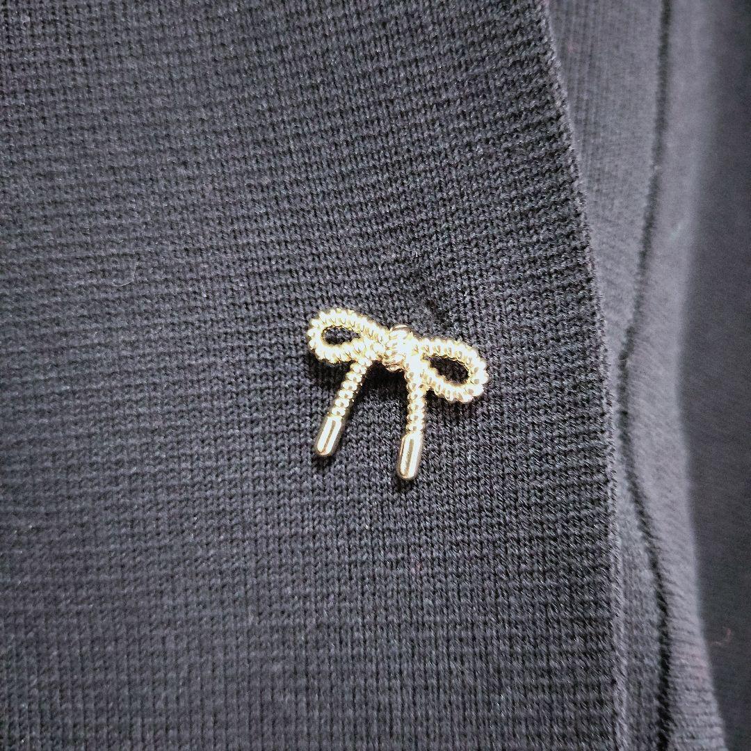 【美品】 スーパービューティー ストレッチニットジャケット 金リボン 金ボタン