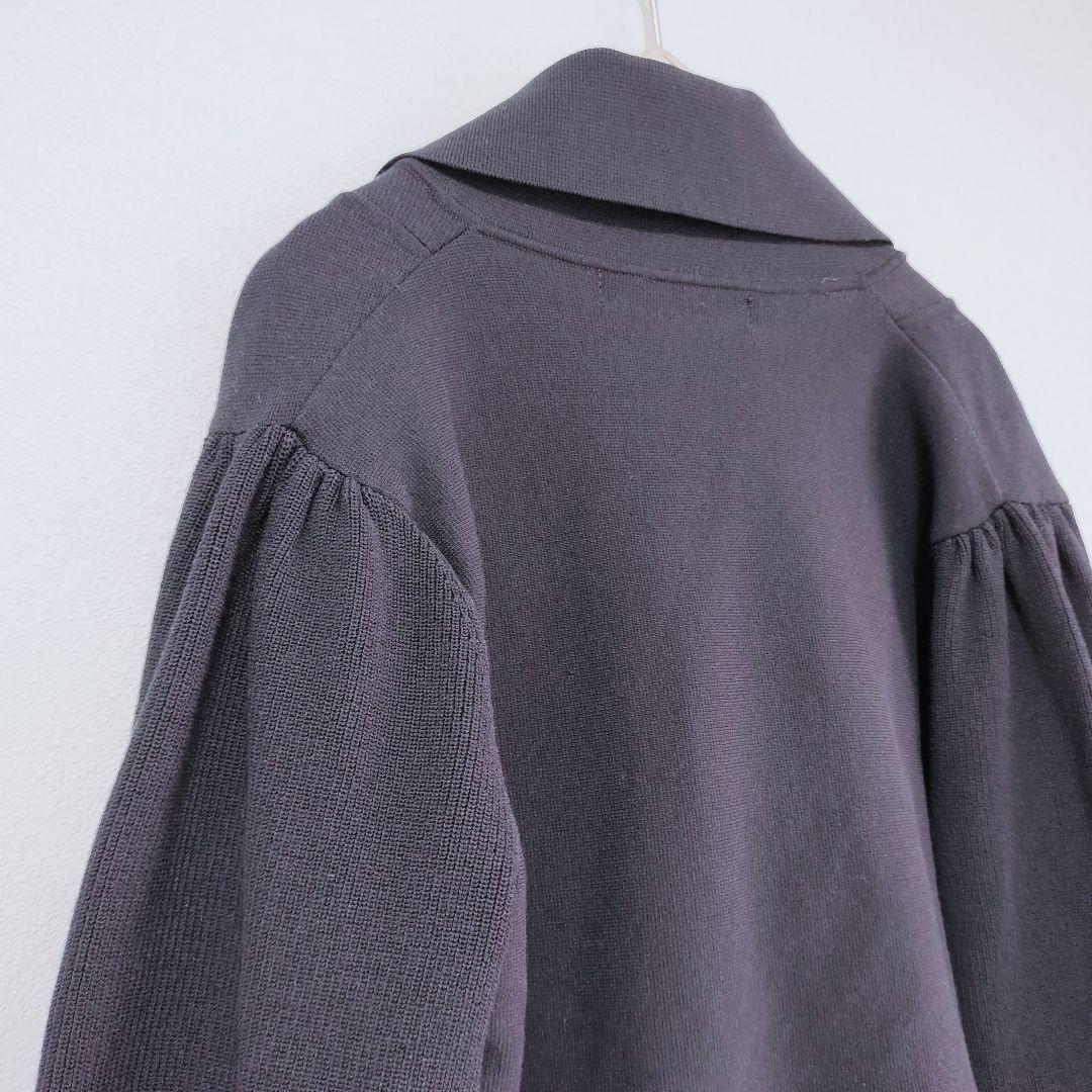 【美品】 スーパービューティー ストレッチニットジャケット 金リボン 金ボタン