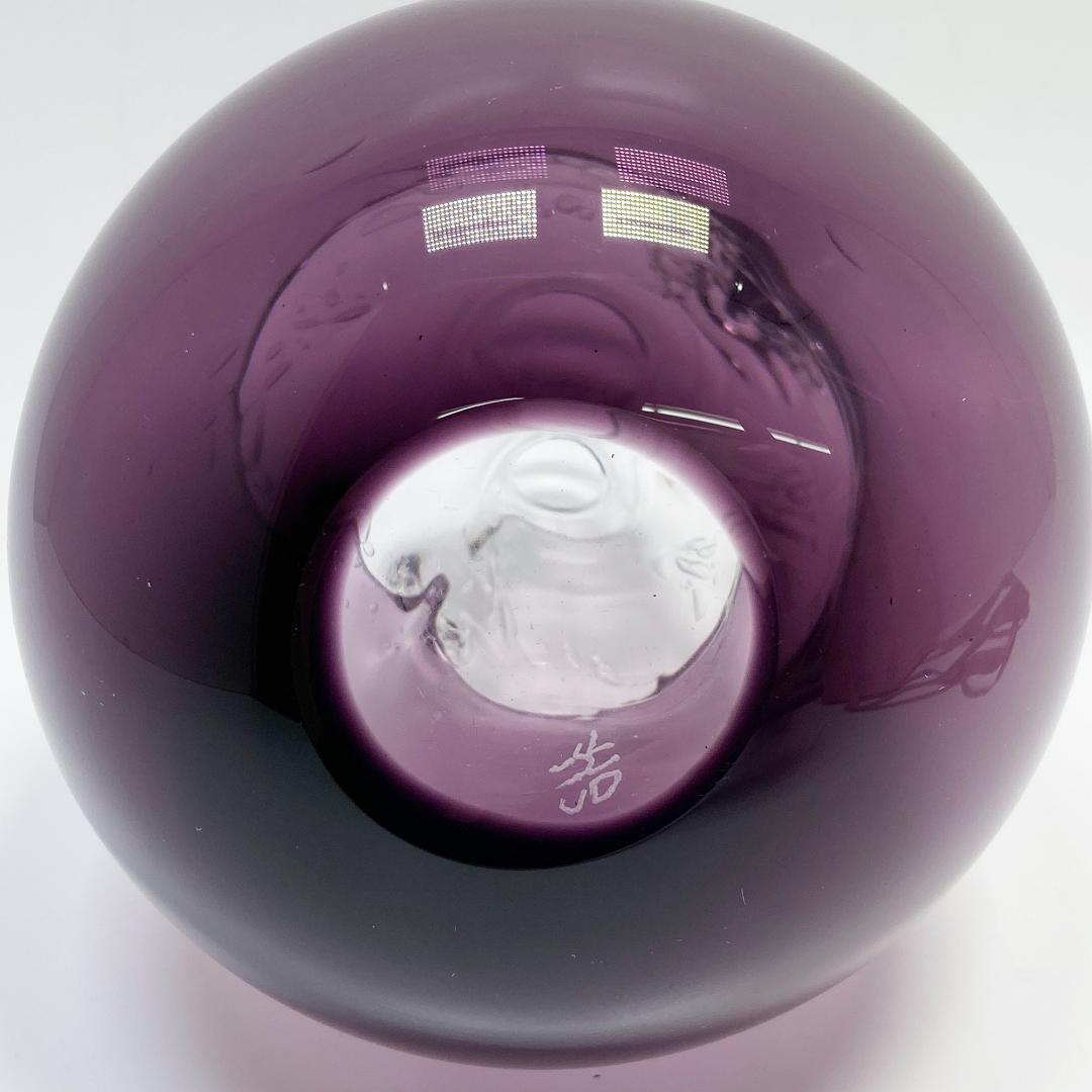 山口浩二 作 宙吹硝子 紫被花器 花瓶 木箱付