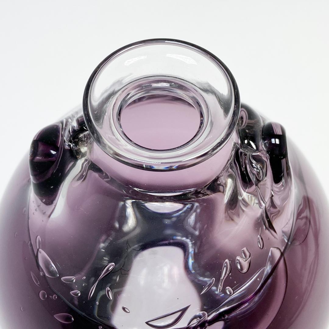 山口浩二 作 宙吹硝子 紫被花器 花瓶 木箱付