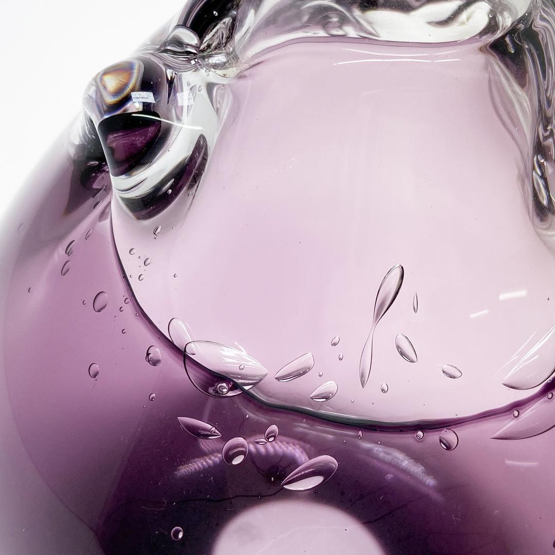 山口浩二 作 宙吹硝子 紫被花器 花瓶 木箱付