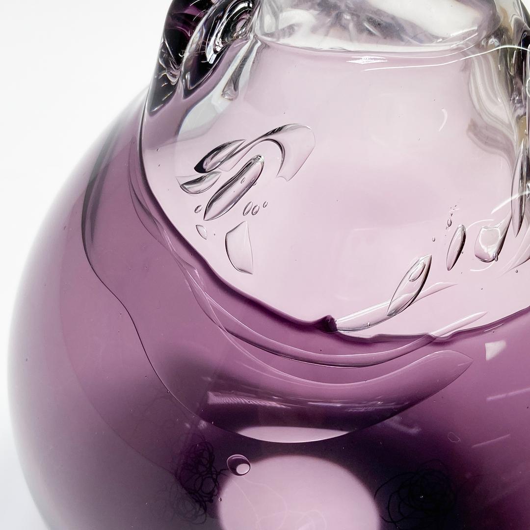 山口浩二 作 宙吹硝子 紫被花器 花瓶 木箱付