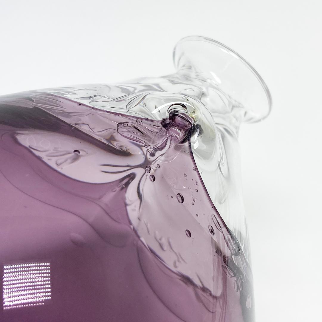 山口浩二 作 宙吹硝子 紫被花器 花瓶 木箱付