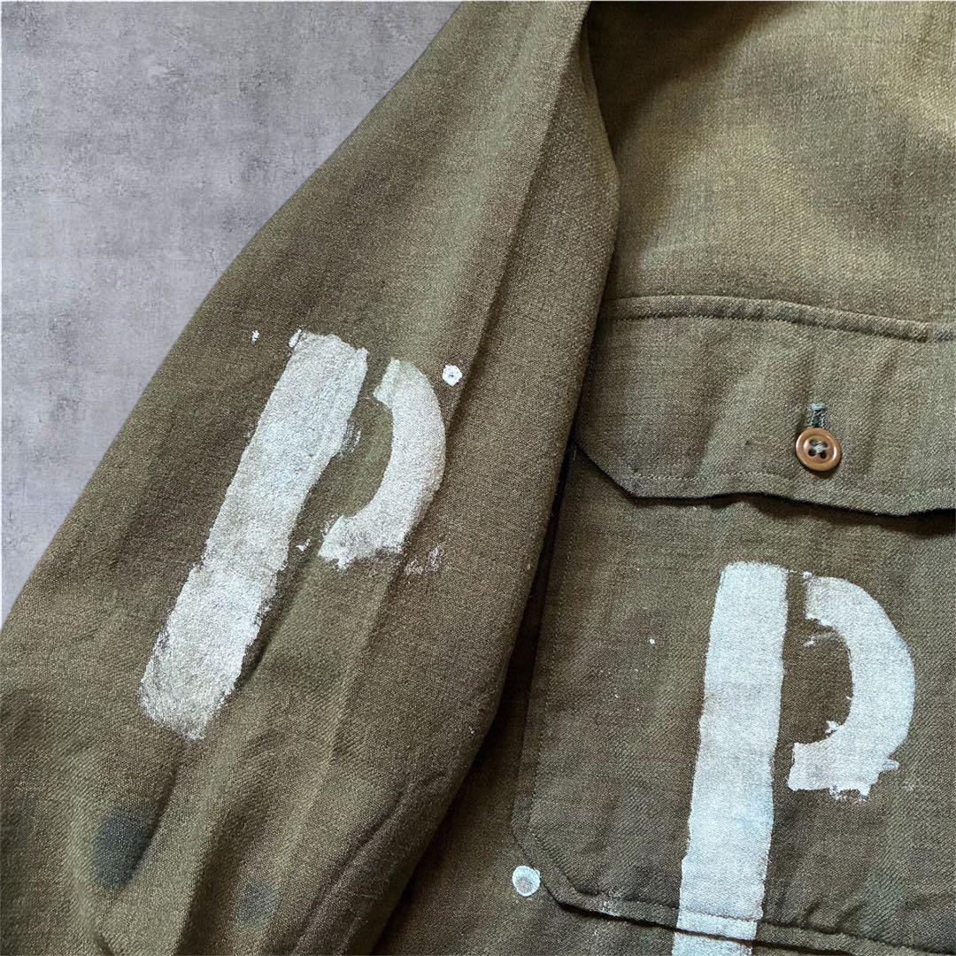 40s〜U.S.AIR FORCE PWステンシル　woolシャツ