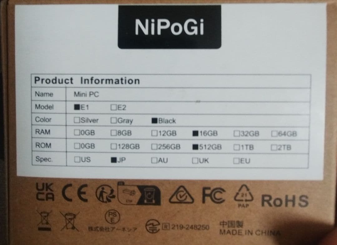 Takahiro_MANiPoGi ミニPC メモリ 16GB 512GB