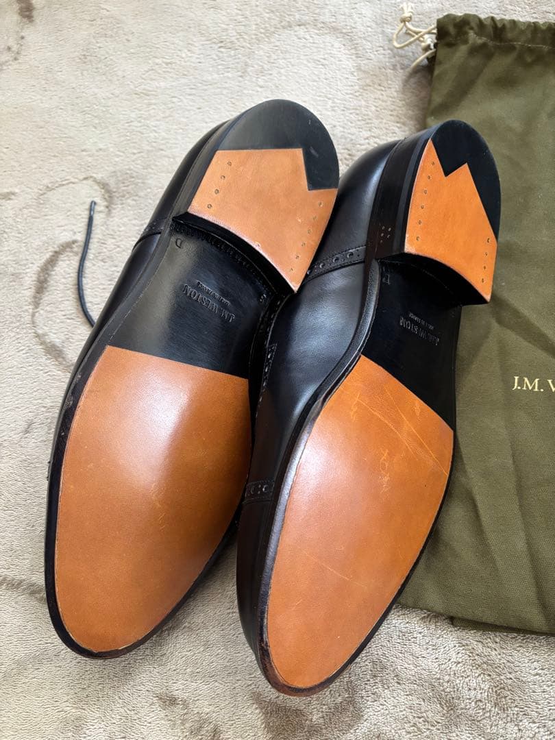 J.M. Westonラファエルパンチドキャップトゥ ブラック カーフ 8D