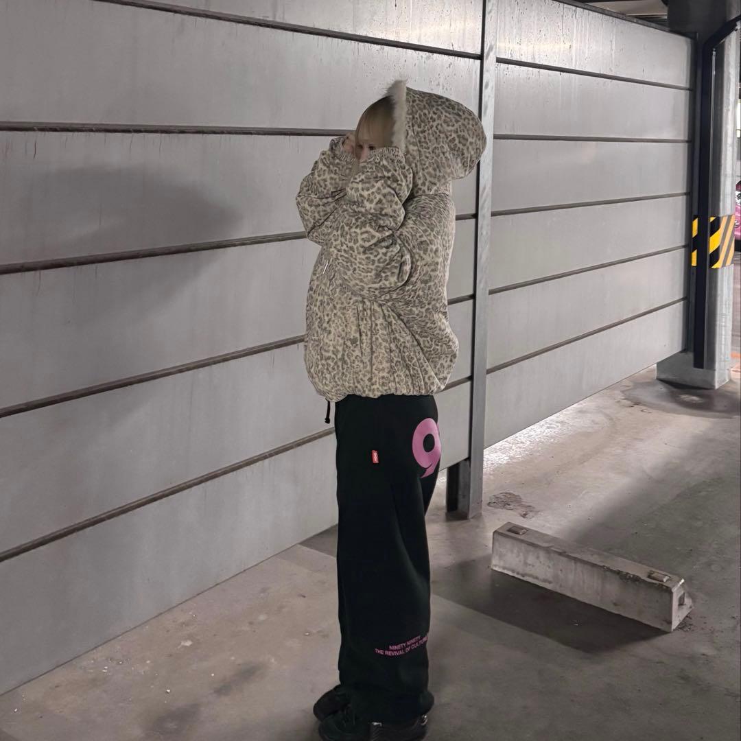 ヒョウ柄 フード付きファーアウター