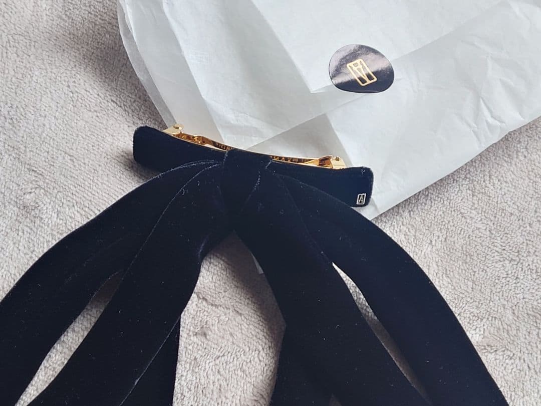 新品アレクサンドルドゥパリALEXANDRE 黒ベロアリボンバレッタ