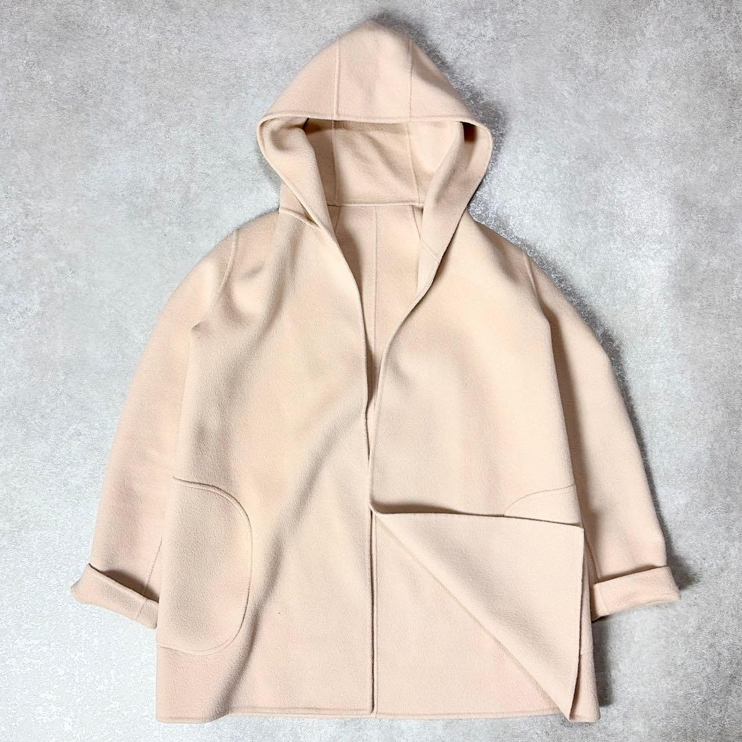 theory ウールカシミヤリバーコート　フード　ベビーピンク