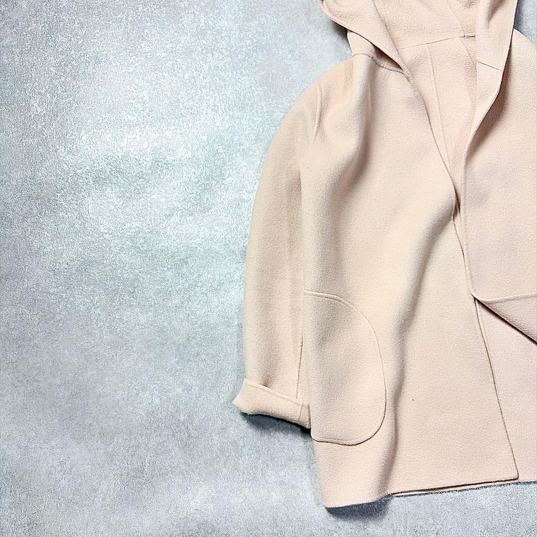 theory ウールカシミヤリバーコート　フード　ベビーピンク