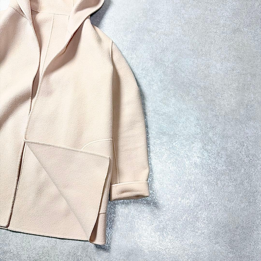 theory ウールカシミヤリバーコート　フード　ベビーピンク