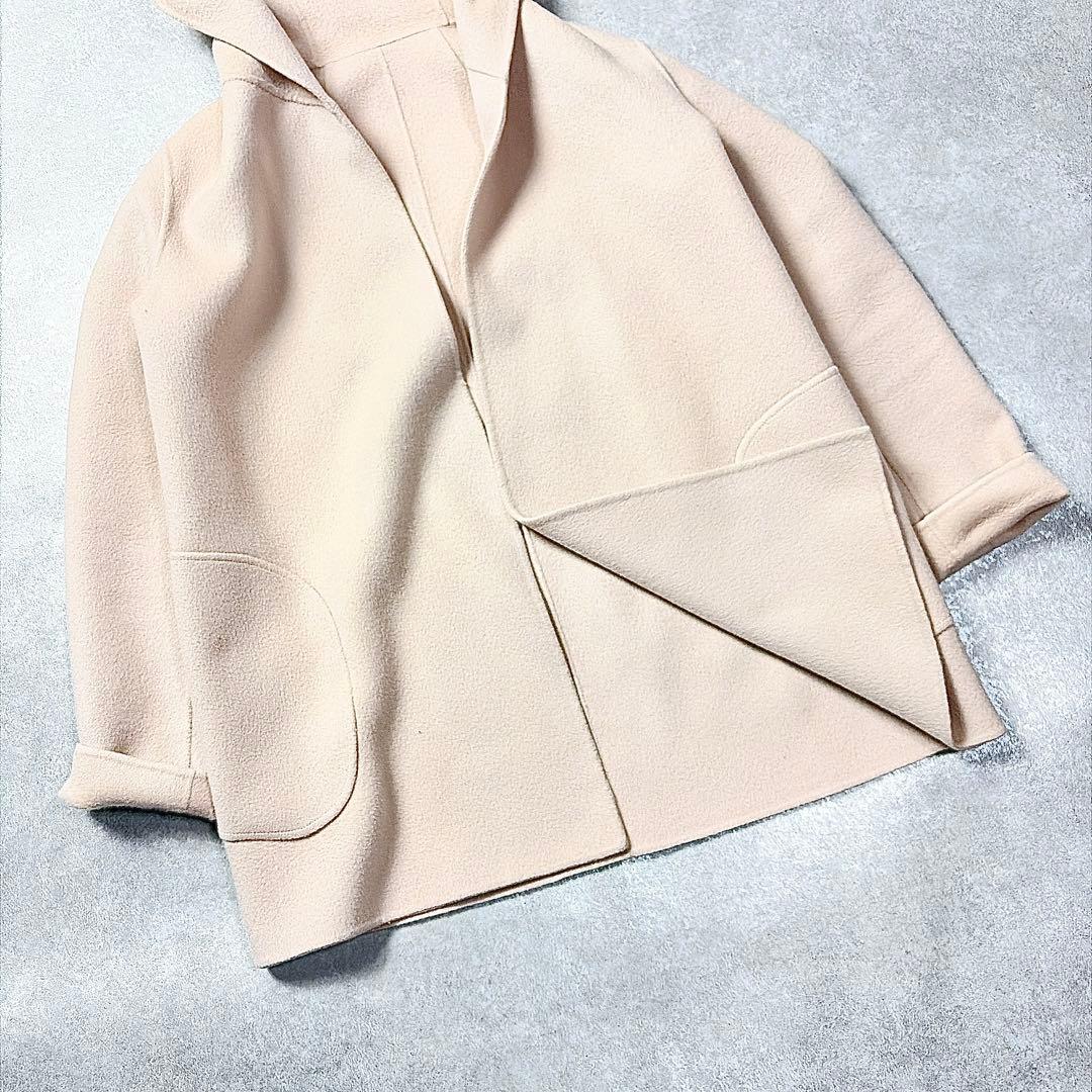 theory ウールカシミヤリバーコート　フード　ベビーピンク