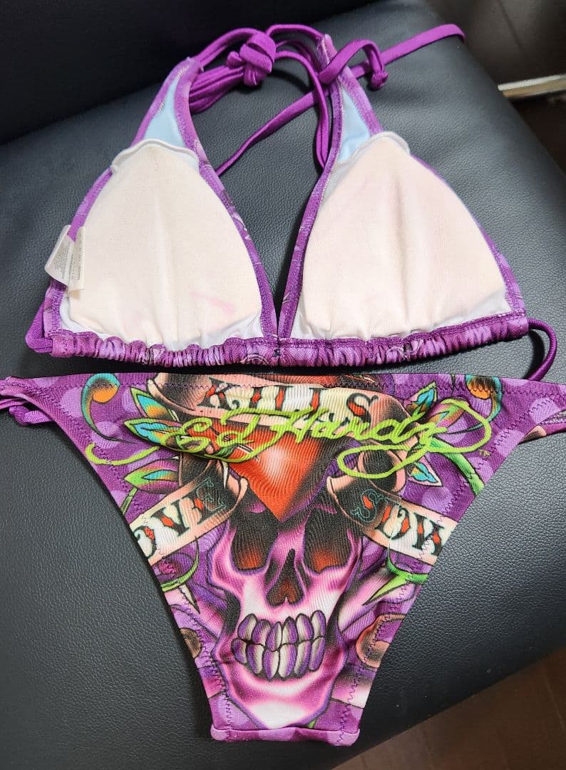 【激レア！】エドハーディースカルデザイン Y2K ギャル 三角ビキニ S