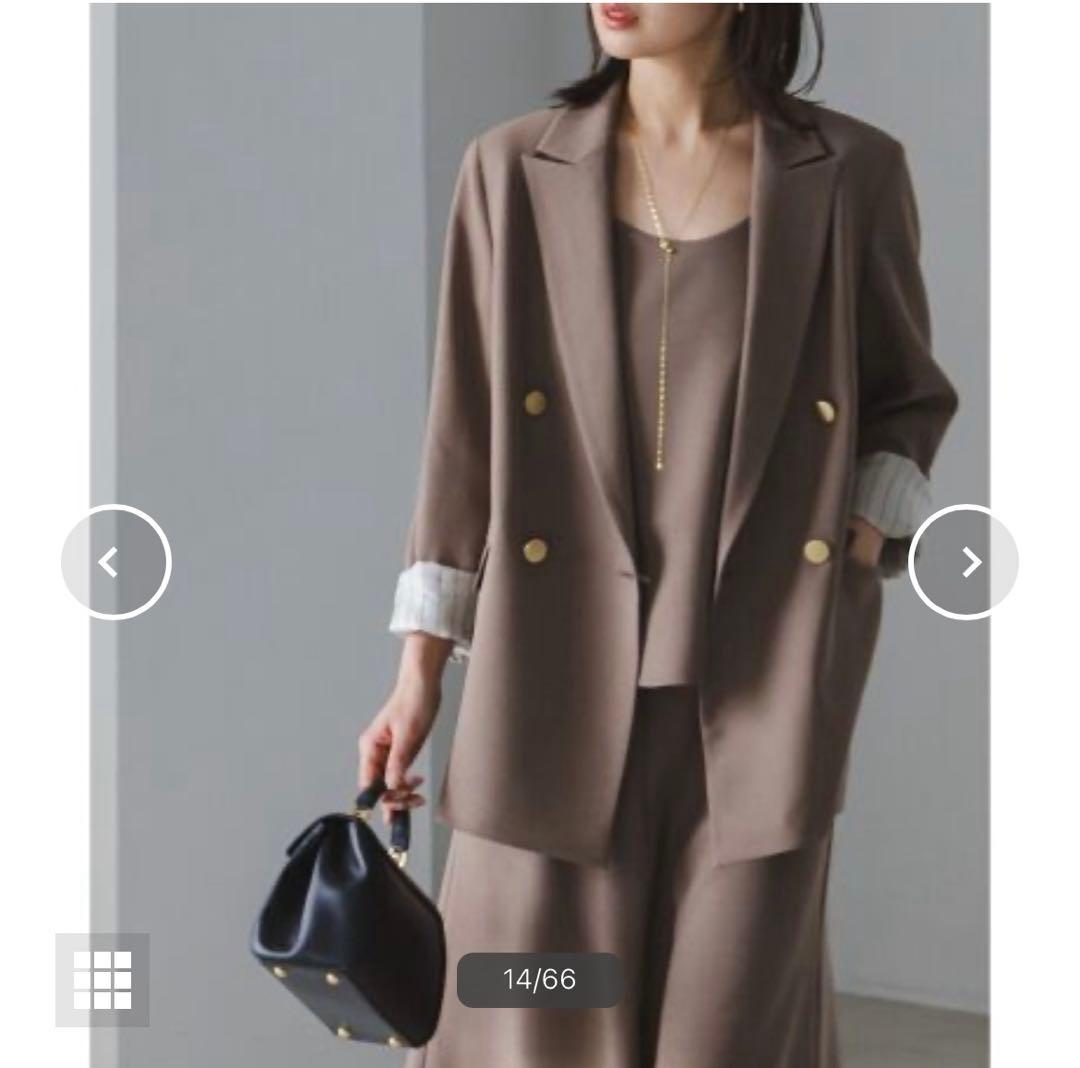 noble ノーブル　ウールMIXツイルピークドラペルジャケット　ブラウン　38