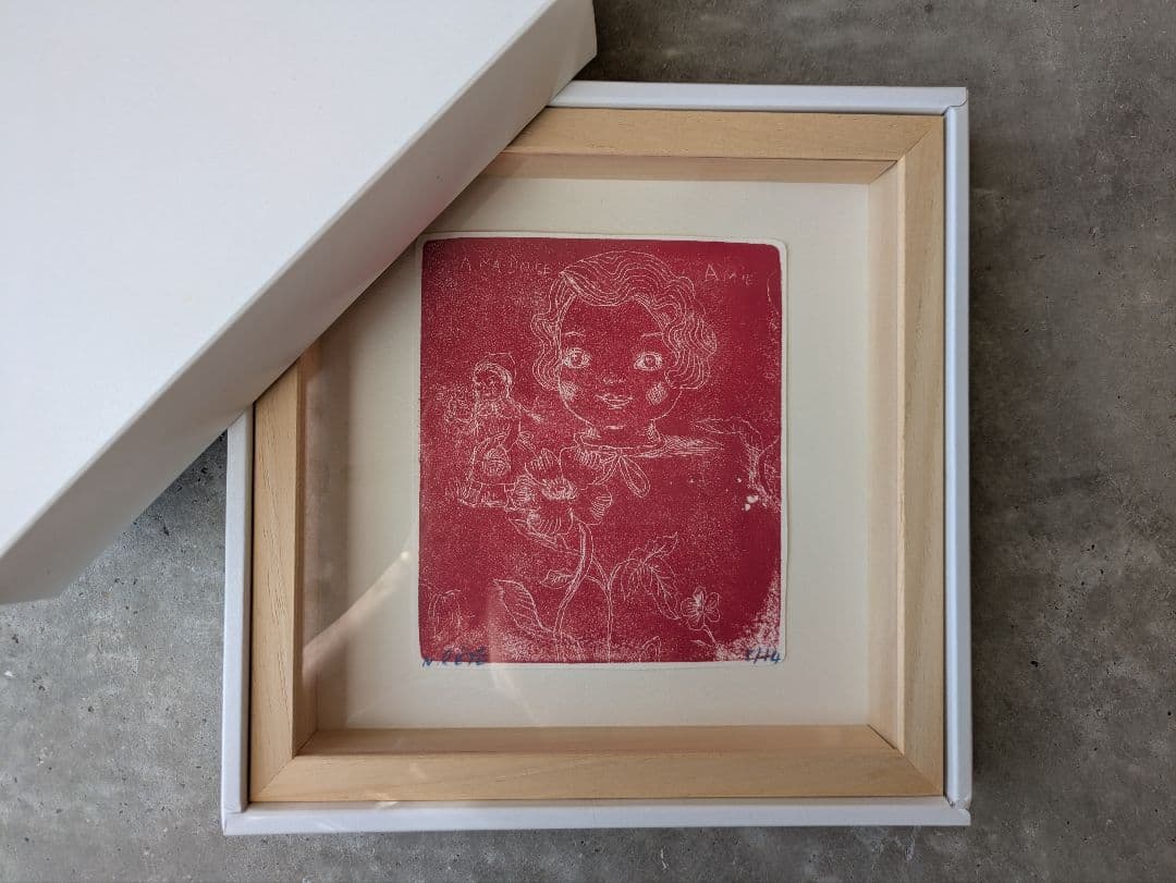 “希少”美品” ナタリーレテ 赤い木版画 限定版　アート　壁掛け　インテリア