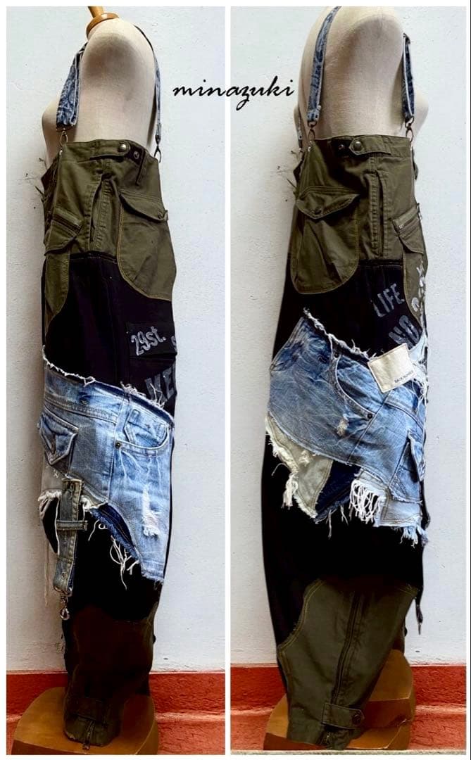 ちびすけ☆2wayサルエルハイウエストサロペットパンツ☆ミリタリスタイル☆