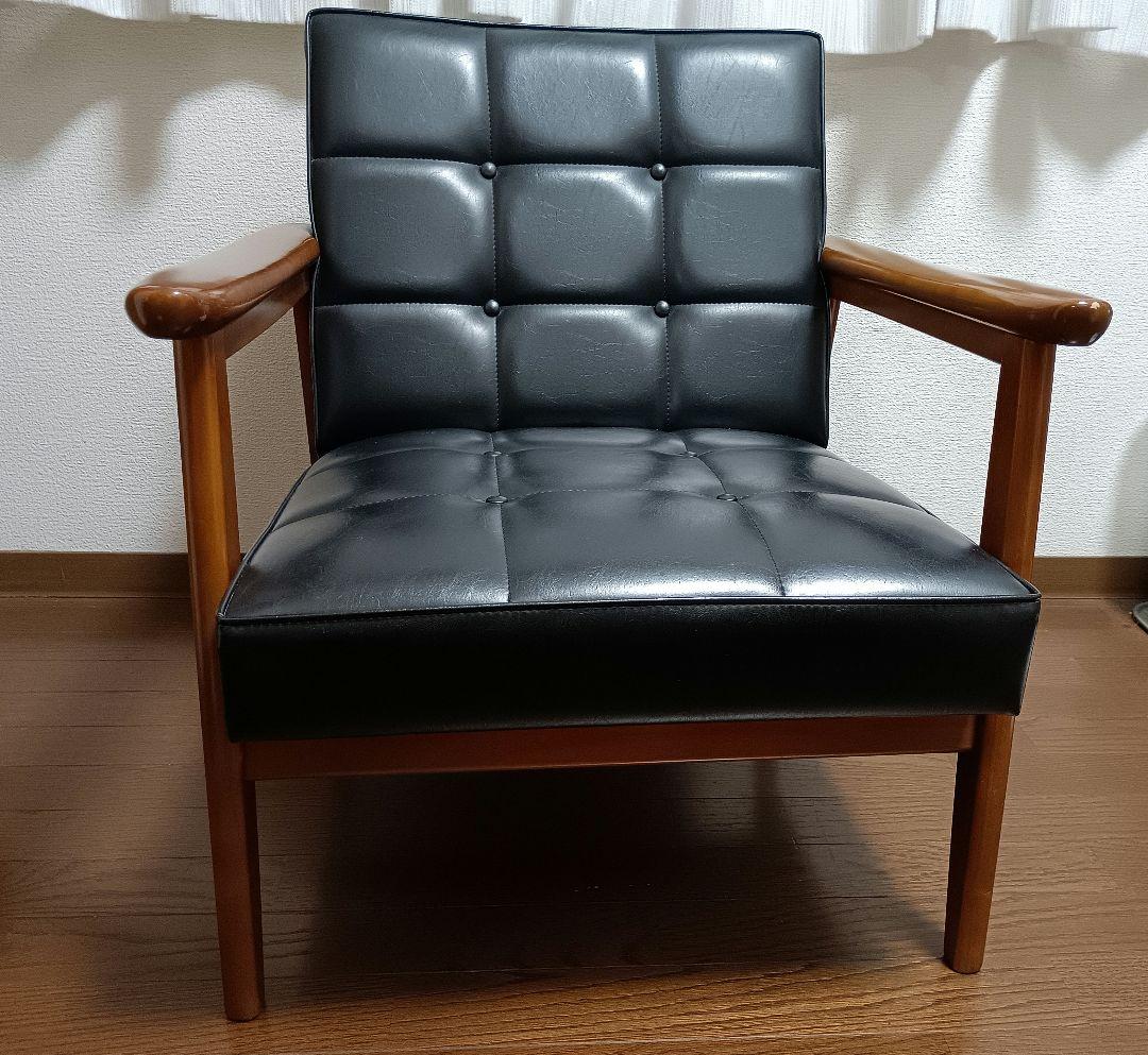 カリモクKチェア 1シーター　ws1150BW 1人掛けソファ 黒　1998年製