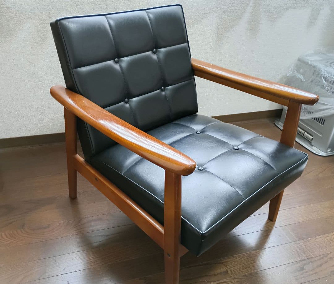 カリモクKチェア 1シーター　ws1150BW 1人掛けソファ 黒　1998年製