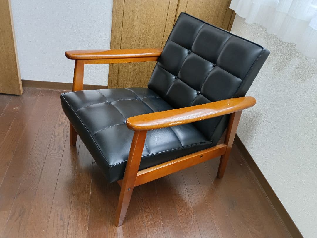 カリモクKチェア 1シーター　ws1150BW 1人掛けソファ 黒　1998年製