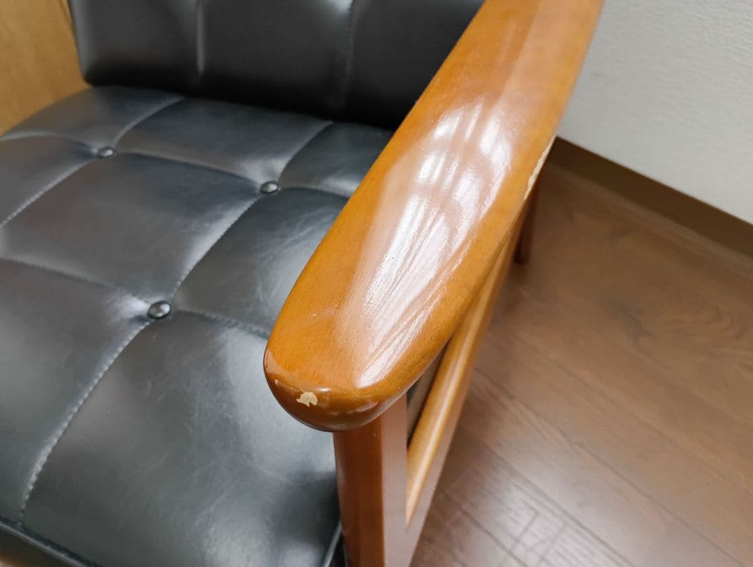 カリモクKチェア 1シーター　ws1150BW 1人掛けソファ 黒　1998年製