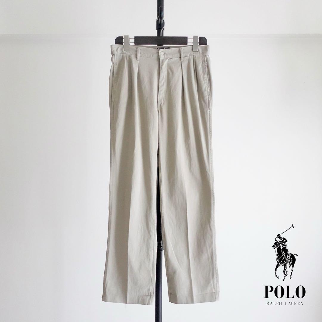 【USA製】Polo RalphLauren ポロチノ　2タックワイドチノパンツ
