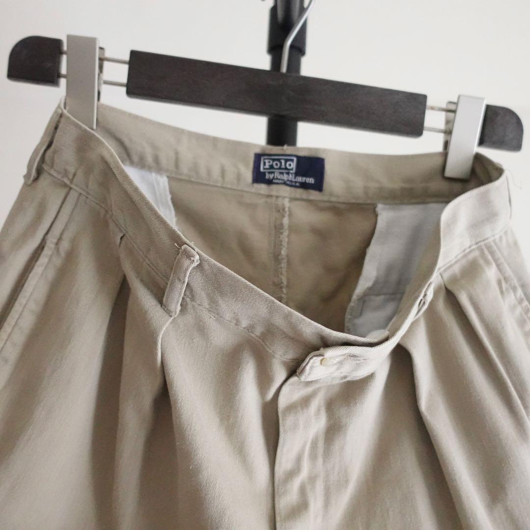 【USA製】Polo RalphLauren ポロチノ　2タックワイドチノパンツ