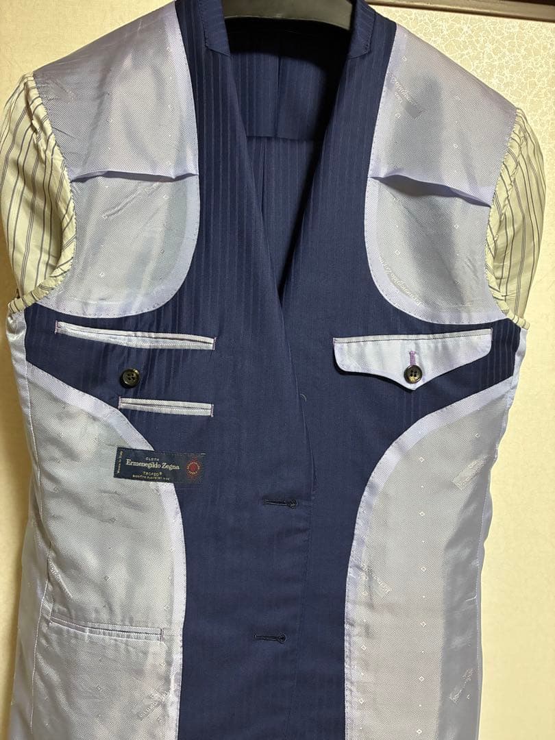 【極美品】Zegna トロフェオ ネイビーストライプスーツ