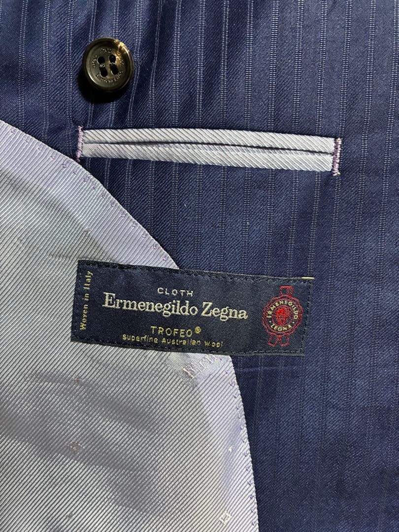 【極美品】Zegna トロフェオ ネイビーストライプスーツ