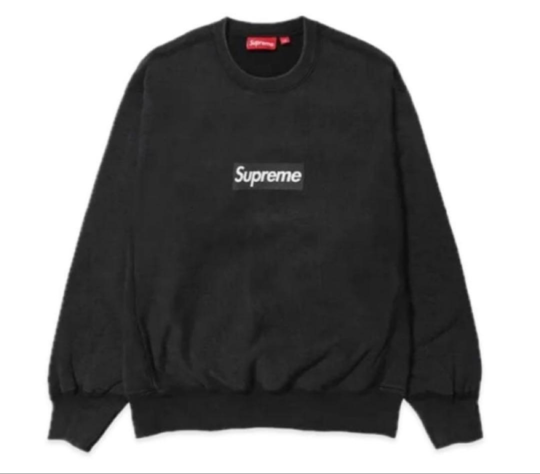⭐️Supreme Washed Box Logo Crewneck ブラック L