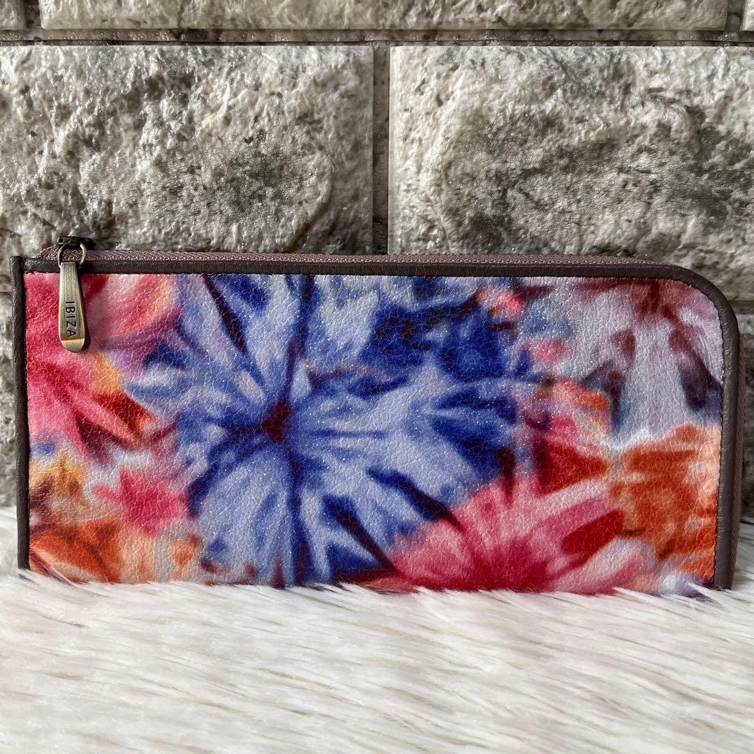 【新品未使用】イビサ　花柄　L字ファスナー　スリムウォレット　長財布