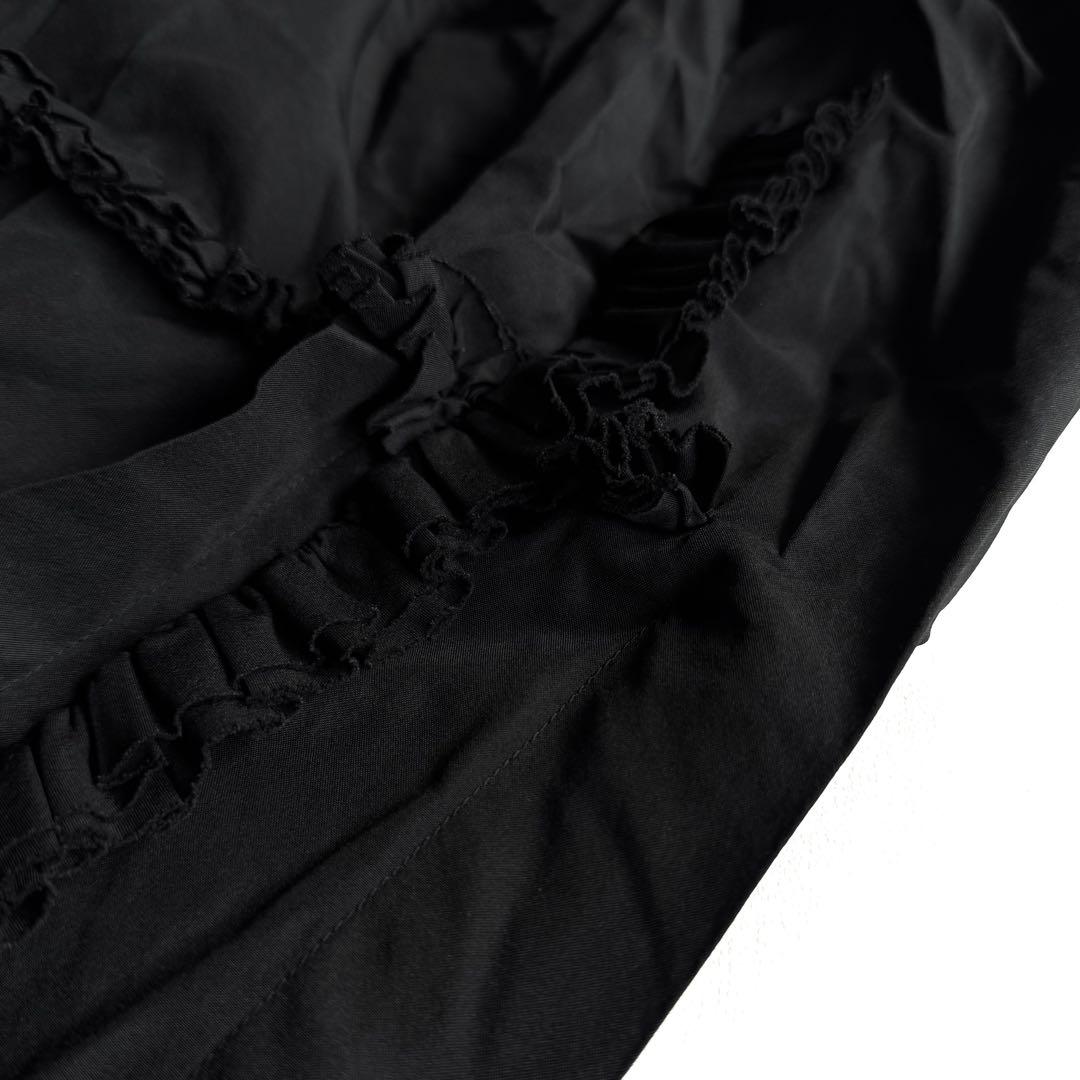 《美品》 コムデギャルソン ポリ縮 フリル ワイドパンツ ブラック S