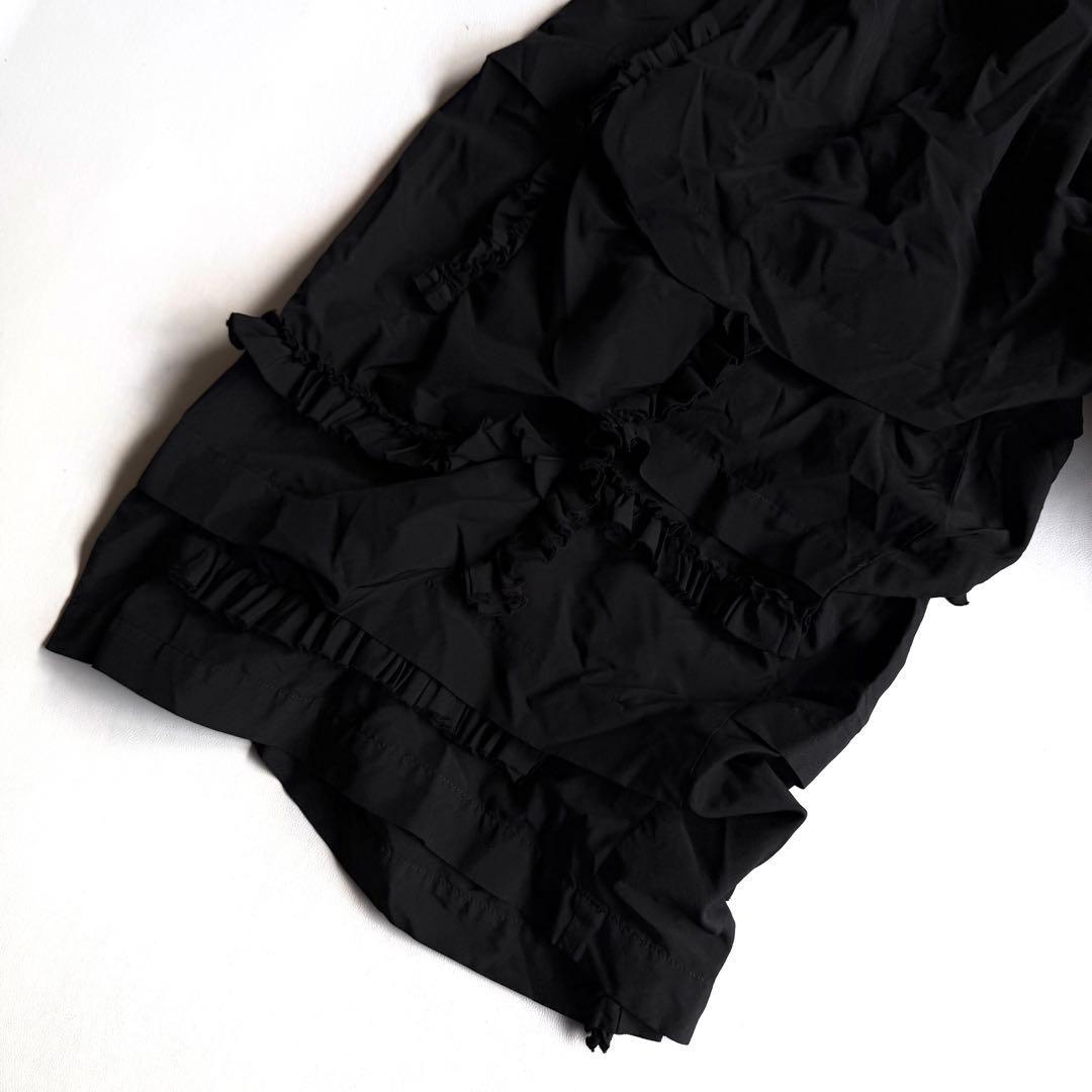 《美品》 コムデギャルソン ポリ縮 フリル ワイドパンツ ブラック S