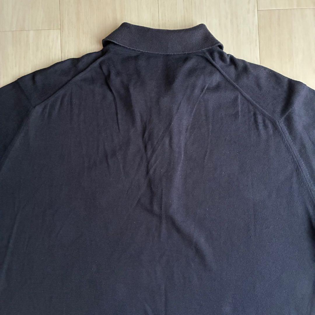 未使用タグ付　ジョンスメドレー　半袖ポロシャツ　ネイビー　ジェイバード　刺繍ロゴ