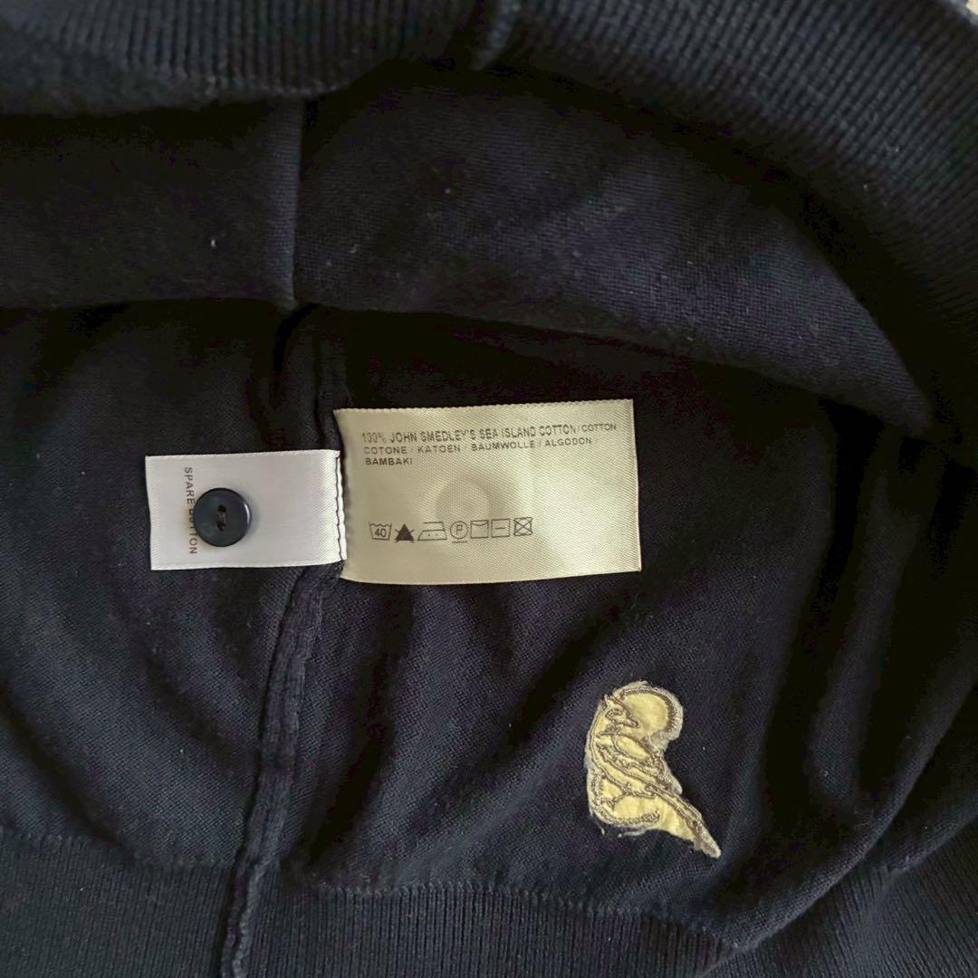 未使用タグ付　ジョンスメドレー　半袖ポロシャツ　ネイビー　ジェイバード　刺繍ロゴ